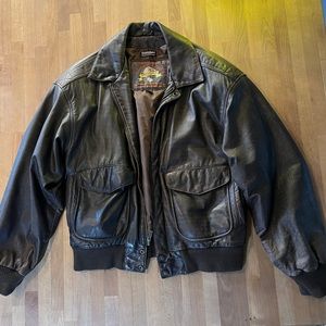 Wilson’s Dark brown leather bomber jacket size M